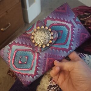 Vibrant Purple and Blue Women's Clutch